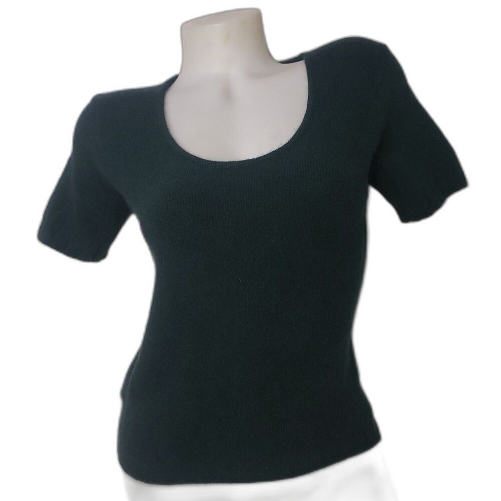 EXPRESS Green Scoop Neck Wool Angora Short Sleeve Sweater Womens Size Small